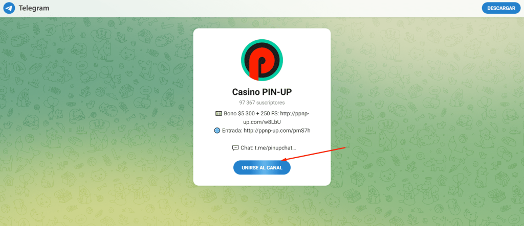 Después tienes que ir al grupo pin up de Telegram
